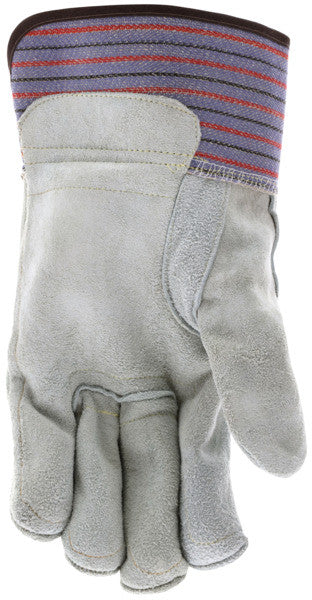 Split Cowhide Leather Gloves, Double Palm, Fleece-Lined, Safety Cuff