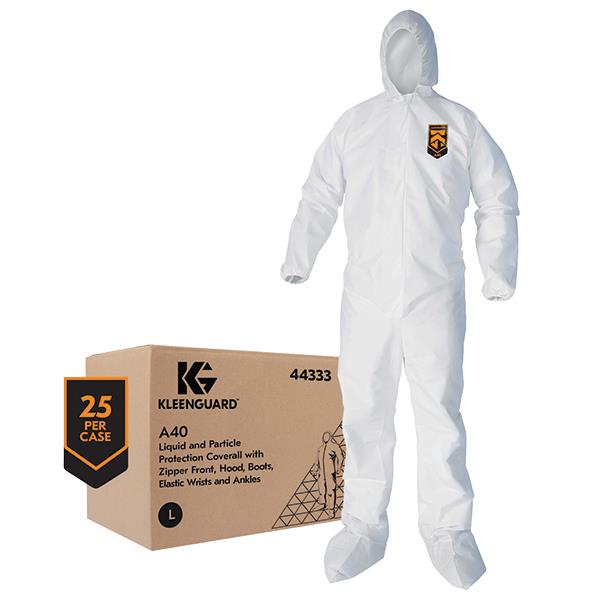 KleenGuard A40 Liquid & Particle Protection Coveralls with Hood, Boots and Elastic Wrists