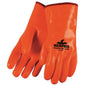 MCR Safety Premium Foam-Lined PVC Gloves, 12" Gauntlets, Fluorescent Orange, 12/Pair