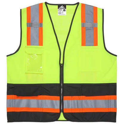 MCR Safety Luminator ANSI Class 2 Solid Front/Mesh Back Safety Vests