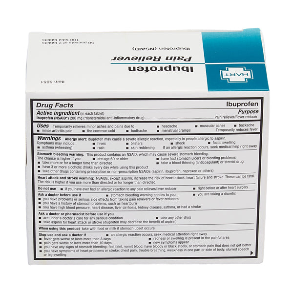 HART Health Ibuprofen Pain Reliever, 100/Box