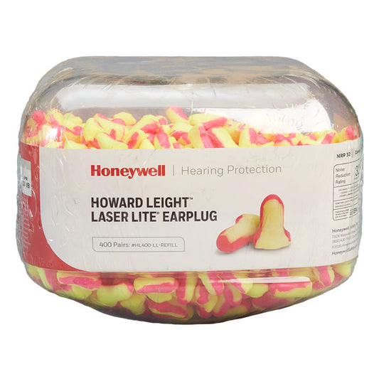 Honeywell Howard Leight Laser Lite Single-Use Earplugs HL400 Refill, Neon Yellow/Pink, 400 Pair/Box