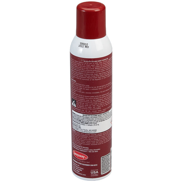 Sprayway RTV Silocone Caulk and Sealant, 8 oz, Red, 6/Case