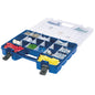 Akro-Mils Portable Storage Organizer, 62 Compartments, 18 1/2"L x 3 3/8"H x 13 1/8"W, Blue/Clear