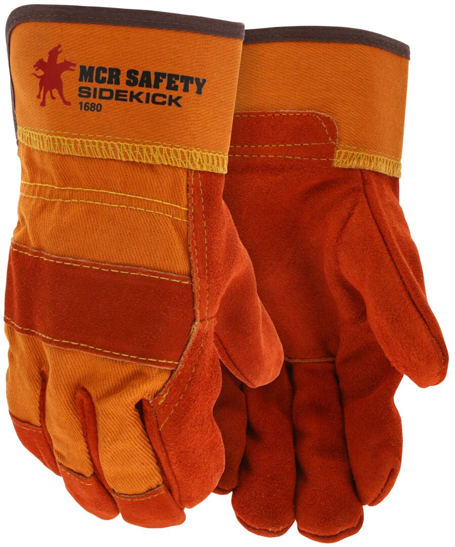 Sidekick Leather Palm Work Gloves, Premium-A Cowhide, Rubberized Safety Cuff