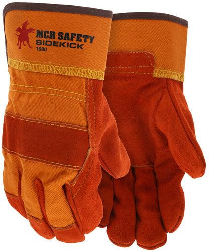 Sidekick Leather Palm Work Gloves, Premium-A Cowhide, Rubberized Safety Cuff
