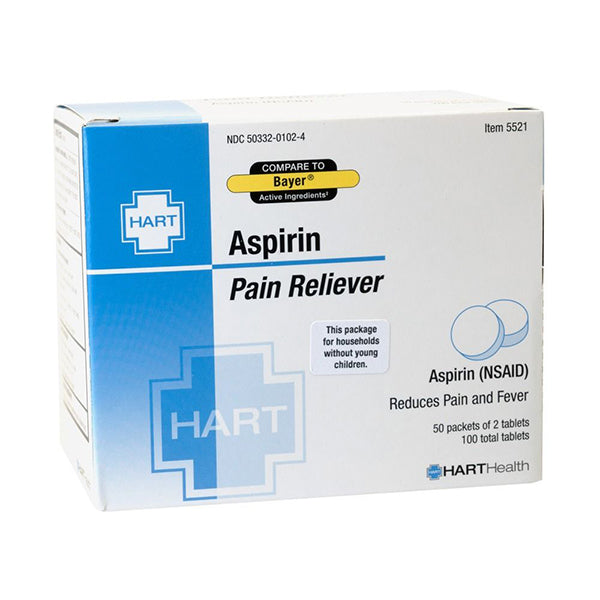HART Health Aspirin Pain Reliever, 325 mg, 100/Box