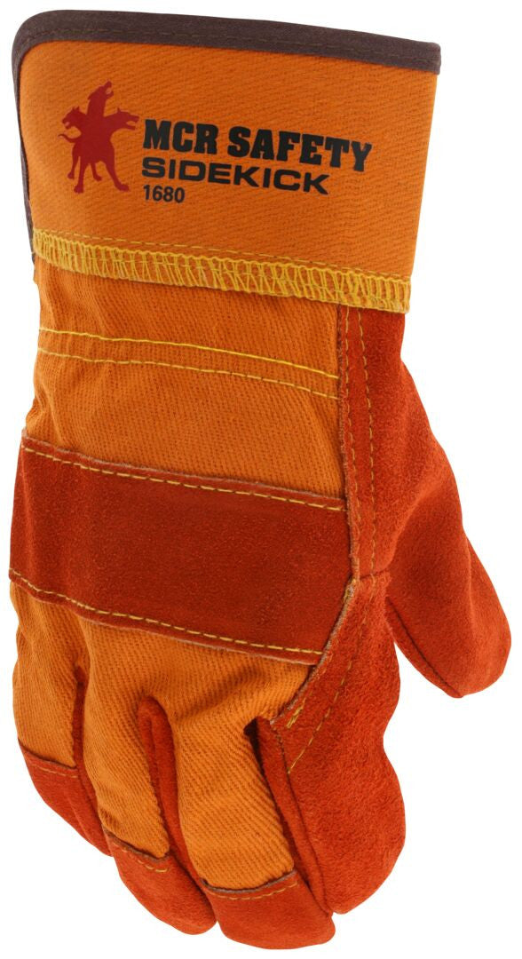 Sidekick Leather Palm Work Gloves, Premium-A Cowhide, Rubberized Safety Cuff