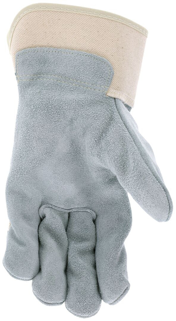 Leather Palm Work Gloves, Premium A+ Cowhide Split, Kevlar-Sewn, Wing Thumb, Rubberized Safety Cuff