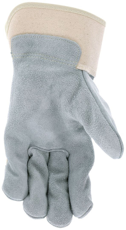 Leather Palm Work Gloves, Premium A+ Cowhide Split, Kevlar-Sewn, Wing Thumb, Rubberized Safety Cuff