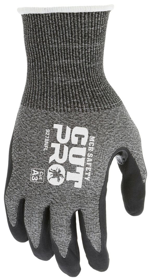 9278NF - MCR Safety CutPro® - 18-Gauge HyperMax® HPPE Shell - Cut, Abrasion, and Puncture Resistant - Nitrile Foam Coated Palm and Fingertips - Reinforced Thumb Crotch for Addition Wear Protection