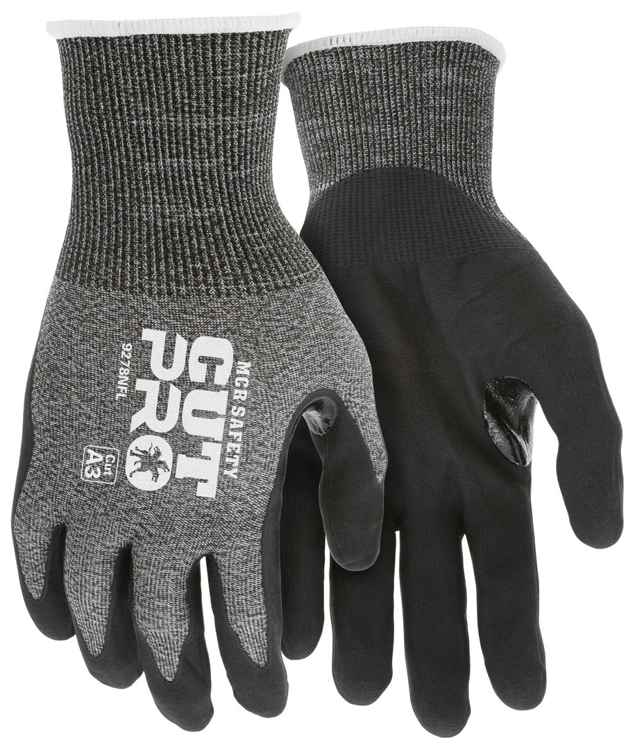 9278NF - MCR Safety CutPro® - 18-Gauge HyperMax® HPPE Shell - Cut, Abrasion, and Puncture Resistant - Nitrile Foam Coated Palm and Fingertips - Reinforced Thumb Crotch for Addition Wear Protection