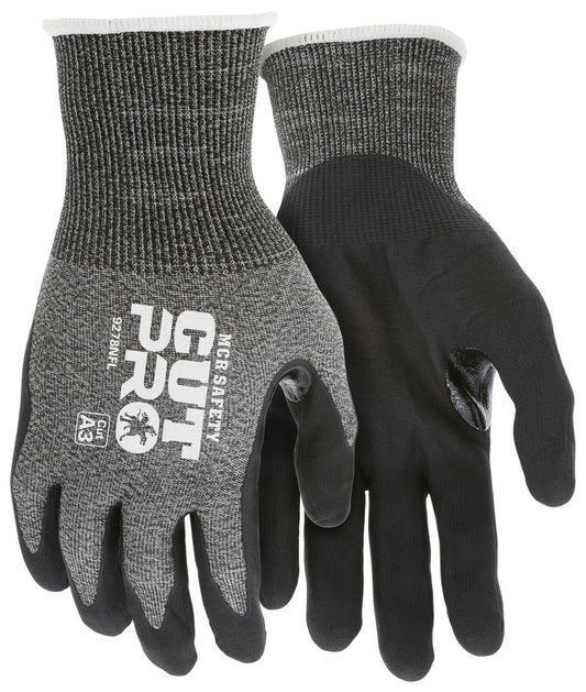 9278NF - MCR Safety CutPro® - 18-Gauge HyperMax® HPPE Shell - Cut, Abrasion, and Puncture Resistant - Nitrile Foam Coated Palm and Fingertips - Reinforced Thumb Crotch for Addition Wear Protection