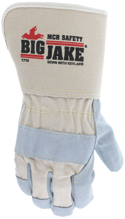 Big Jake Cowhide Leather Palm Work Gloves, Premium A+ Grade, Kevlar Sewn, Gauntlet Cuff