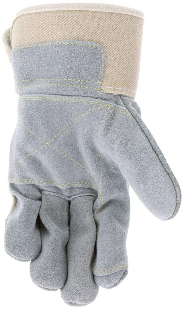 Big Jake Double Palm Cowhide Leather Work Gloves, Premium A+ Grade, Kevlar Sewn, Rubberized Safety Cuff