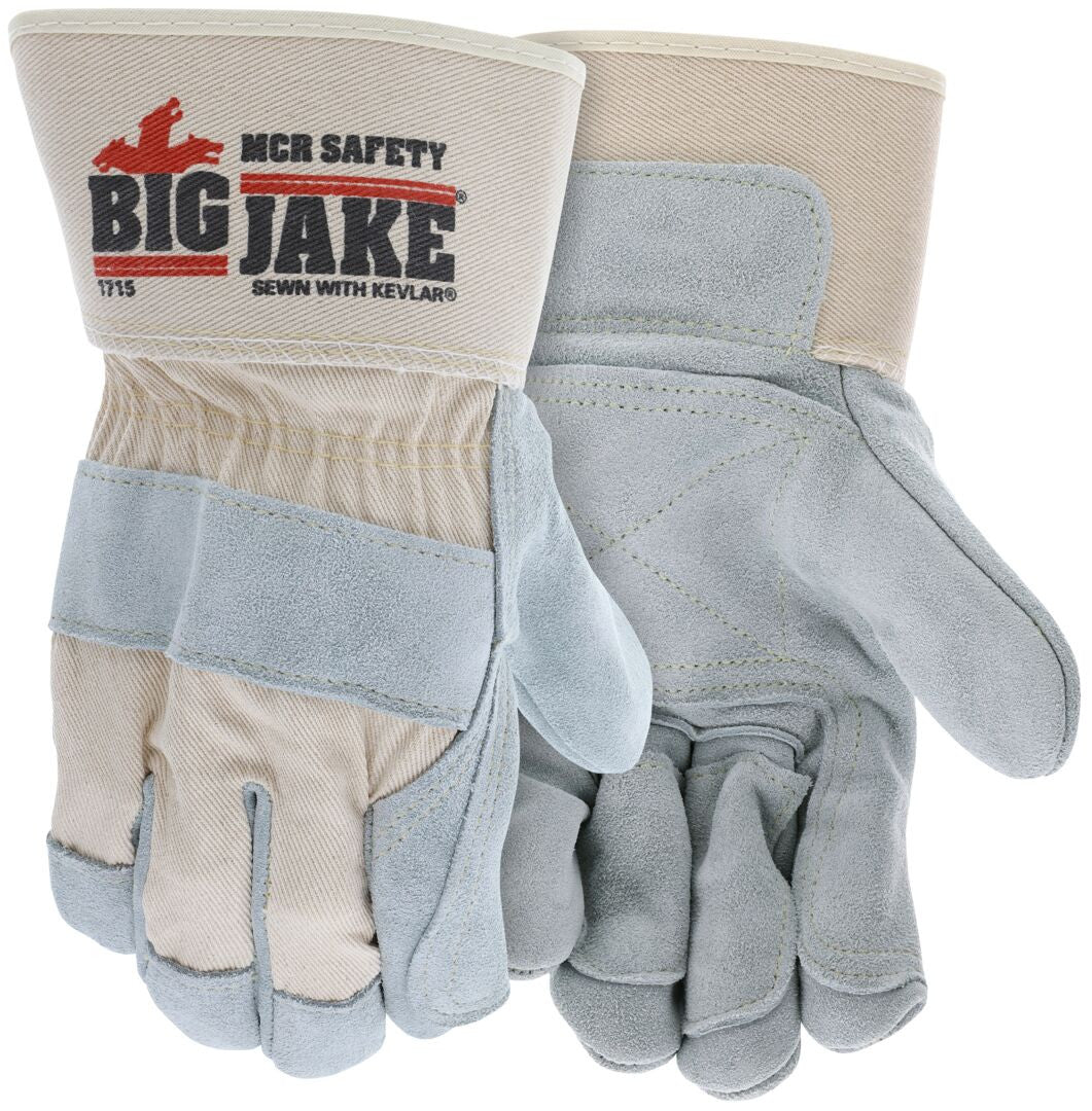 Big Jake Double Palm Cowhide Leather Gloves, Cut A+, Kevlar-Sewn, Safety Cuff