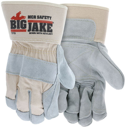 Big Jake Double Palm Cowhide Leather Gloves, Cut A+, Kevlar-Sewn, Safety Cuff