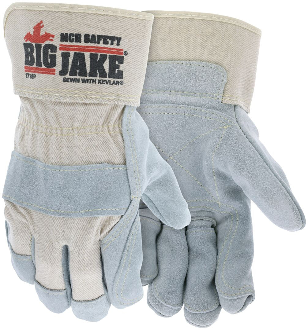 Big Jake® Double Leather Palm Gloves, Split Cowhide, Premium A+ Grade, Safety Cuff