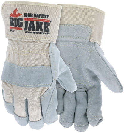 Big Jake® Double Leather Palm Gloves, Split Cowhide, Premium A+ Grade, Safety Cuff