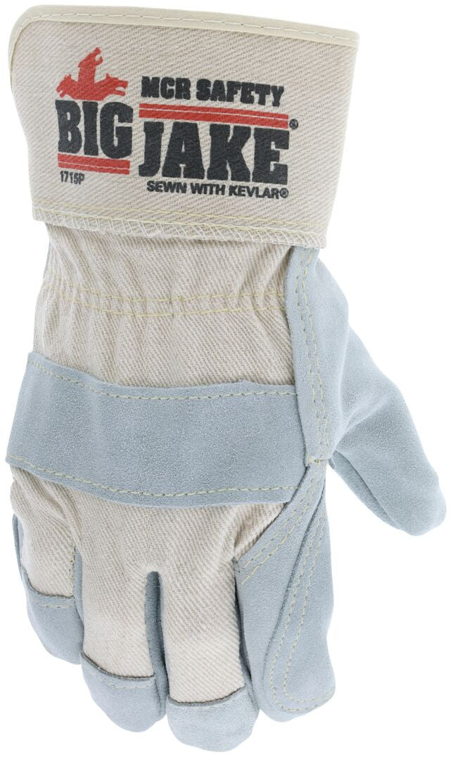 Big Jake® Double Leather Palm Gloves, Split Cowhide, Premium A+ Grade, Safety Cuff
