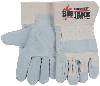 Big Jake® Double Leather Palm Gloves, Split Cowhide, Premium A+ Grade, Safety Cuff