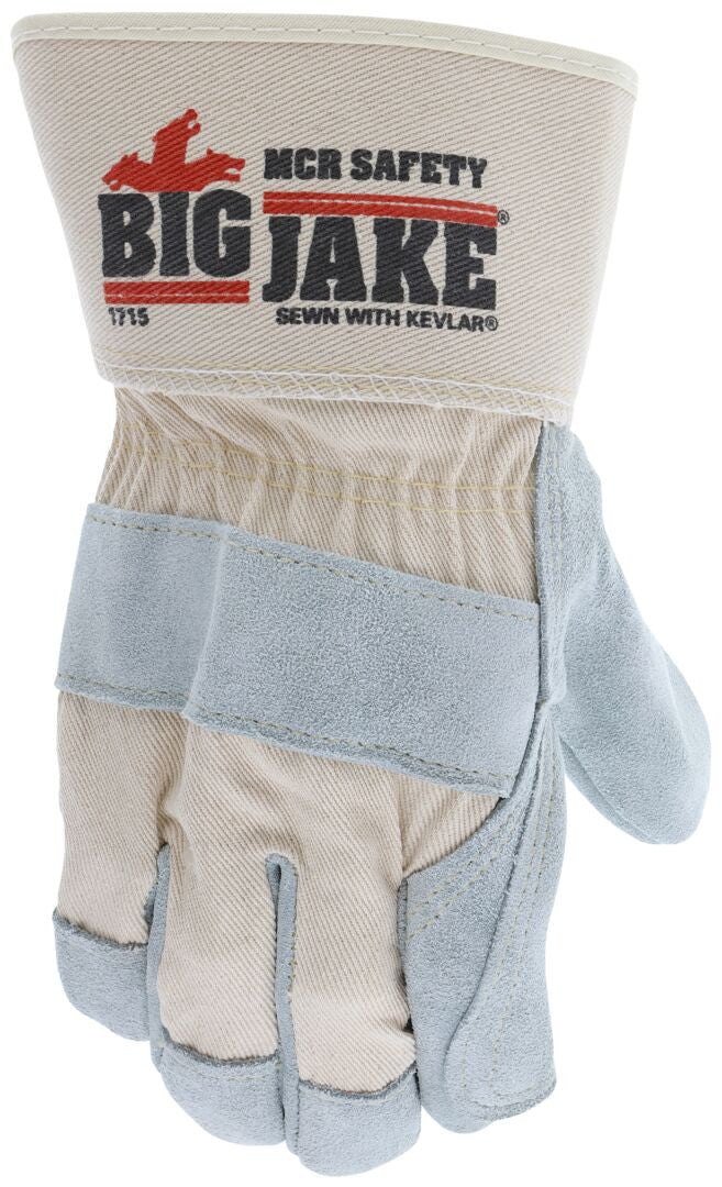 Big Jake Double Palm Cowhide Leather Gloves, Cut A+, Kevlar-Sewn, Safety Cuff