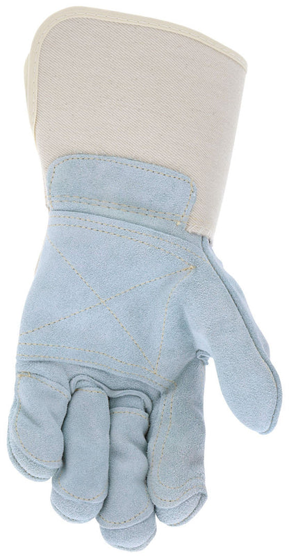 Big Jake Cowhide Split Leather Palm Work Gloves, Double Palm, Gauntlet Cuff