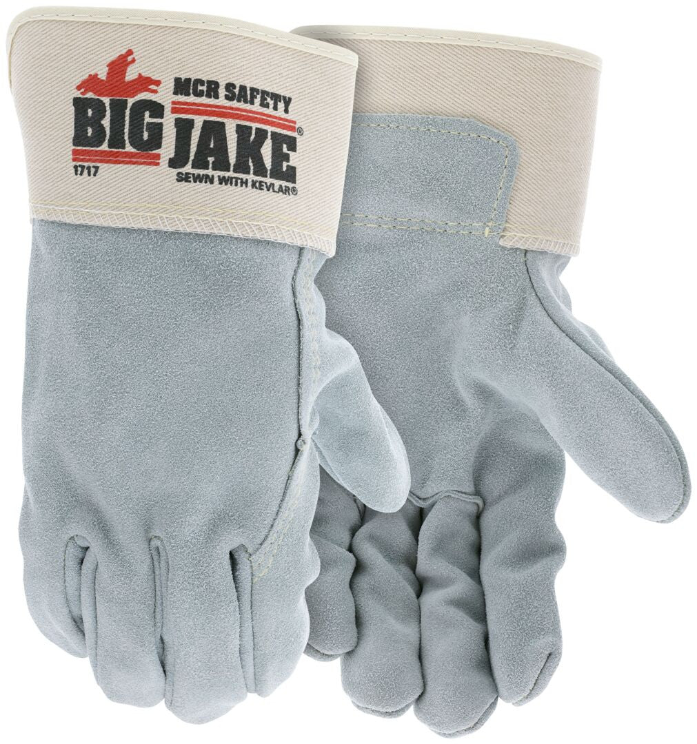 Big Jake Cowhide Leather Palm Gloves, Premium A+ Grade, Safety Cuff, Wing Thumb