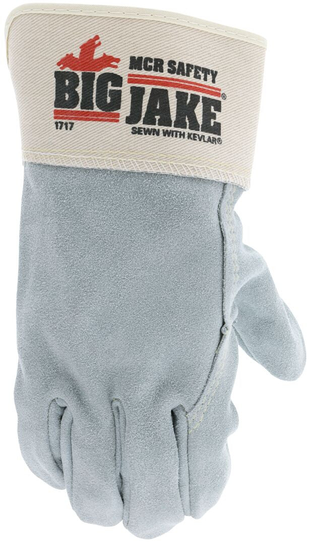 Big Jake Cowhide Leather Palm Gloves, Premium A+ Grade, Safety Cuff, Wing Thumb