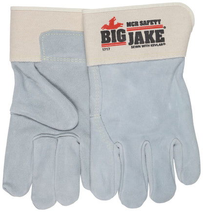 Big Jake Cowhide Leather Palm Gloves, Premium A+ Grade, Safety Cuff, Wing Thumb