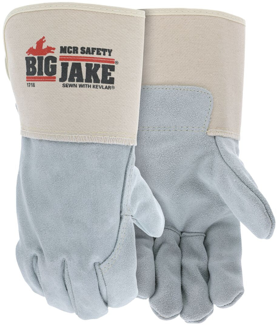 Big Jake Cowhide Leather Palm Work Gloves, Premium A+ Grade, Gauntlet Cuff