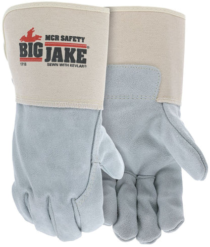 Big Jake Cowhide Leather Palm Work Gloves, Premium A+ Grade, Gauntlet Cuff