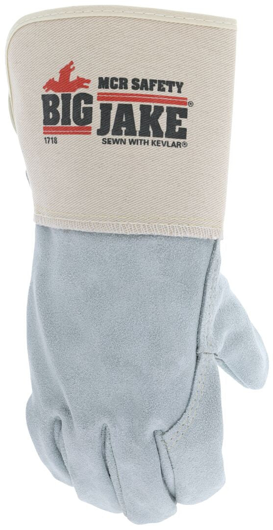 Big Jake Cowhide Leather Palm Work Gloves, Premium A+ Grade, Gauntlet Cuff