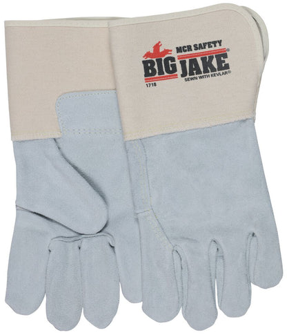 Big Jake Cowhide Leather Palm Work Gloves, Premium A+ Grade, Gauntlet Cuff