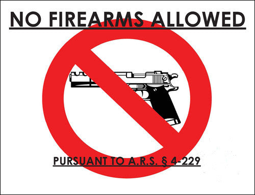 ZING Concealed Carry Sign, Arizona, 7Hx10W, Pl - 1800
