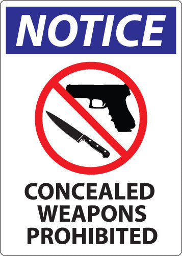 ZING Notice Concealed Weapons Decal, 7X5, 2-Pk - 1810D