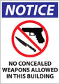 ZING Notice Concealed Weapons Decal 7X5, 2-Pk - 1812D