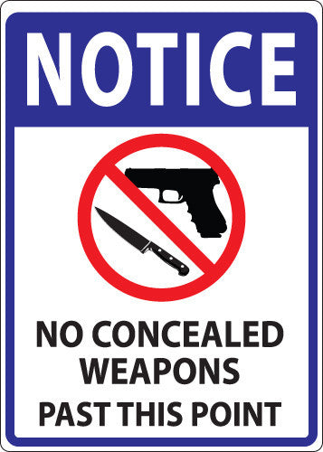 ZING Notice Concealed Weapons Sign, 10Hx7W, Sa - 1814S
