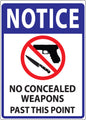 ZING Notice Concealed Weapons Sign, 10Hx7W, Sa - 1814S