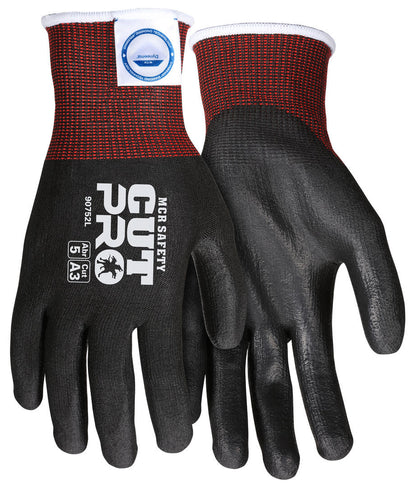 90752 - MCR Safety CutPro® - 15 Gauge Dyneema® Diamond Technology - Cut Resistant Work Gloves - Polyurethane (PU) Coated Palm and Fingertips - Micro-particle Boosted High Strength Fiber Provides Cool Touch Comfort and Maximum Durability