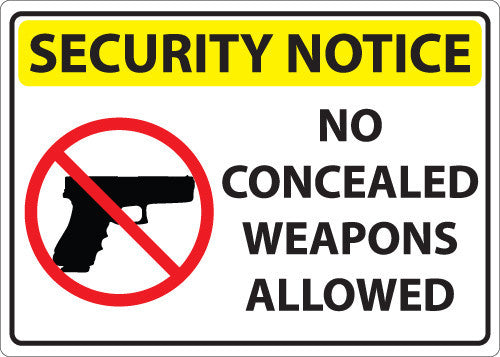 ZING Security Concealed Weapon Decal 5X7, 2-Pk - 1816D