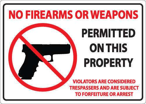 ZING No Firearms Or Weapons Decal, 5Hx7W, 2-Pk - 1821D