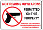 ZING No Firearms Or Weapons Decal, 5Hx7W, 2-Pk - 1821D