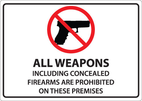 ZING All Weapons Prohibited Decal, 5Hx7W, 2-Pk - 1822D