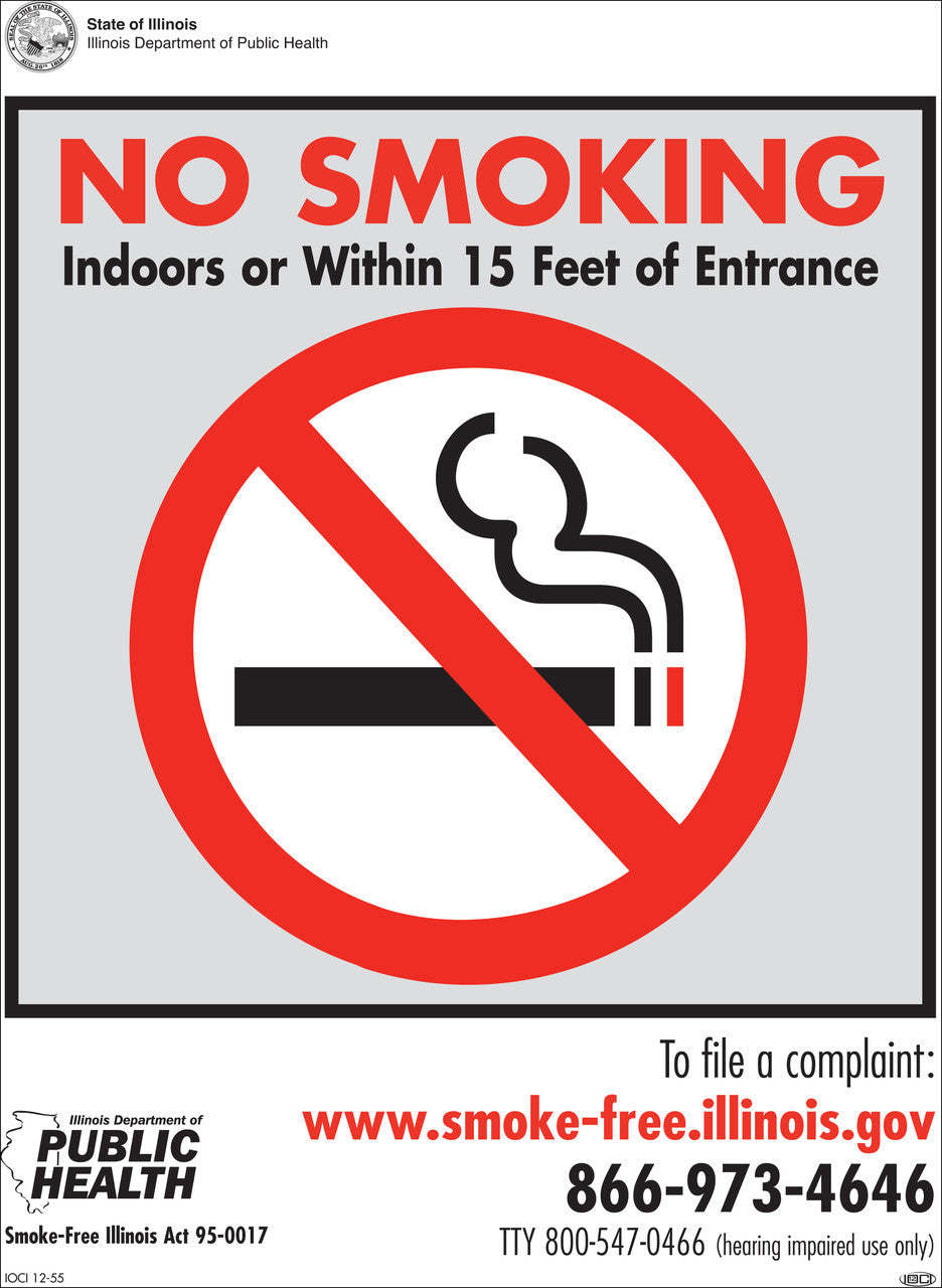 ZING No Smoking Window Decal, Il, 5X7, Pk 2 - 1848D