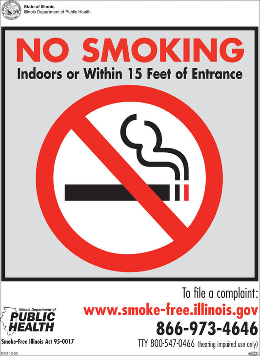 ZING No Smoking Window Decal, Il, 5X7, Pk 2 - 1848D