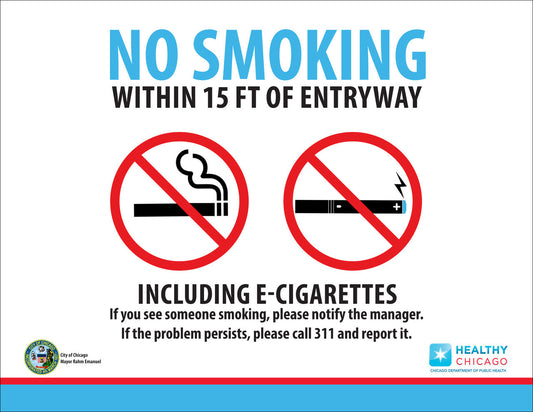 ZING No Smoking E-Cigarette Decal, Illinois, 5X7, 2-Pk - 1849D