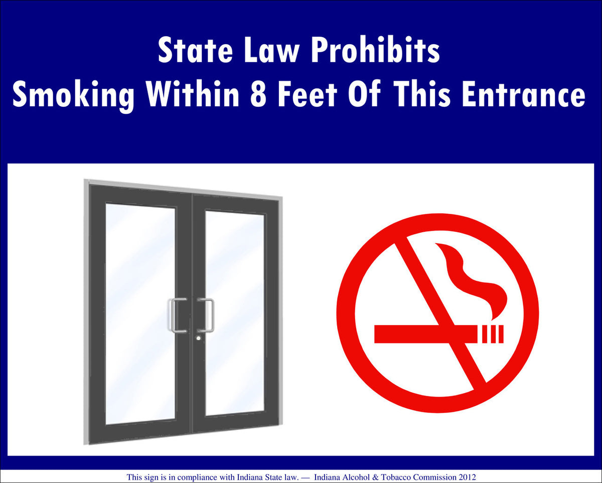 ZING No Smoking Window Decal, In, 7"Wx5"H, 2-Pk - 1852D