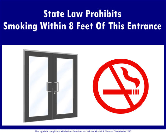 ZING No Smoking Window Decal, In, 7"Wx5"H, 2-Pk - 1852D