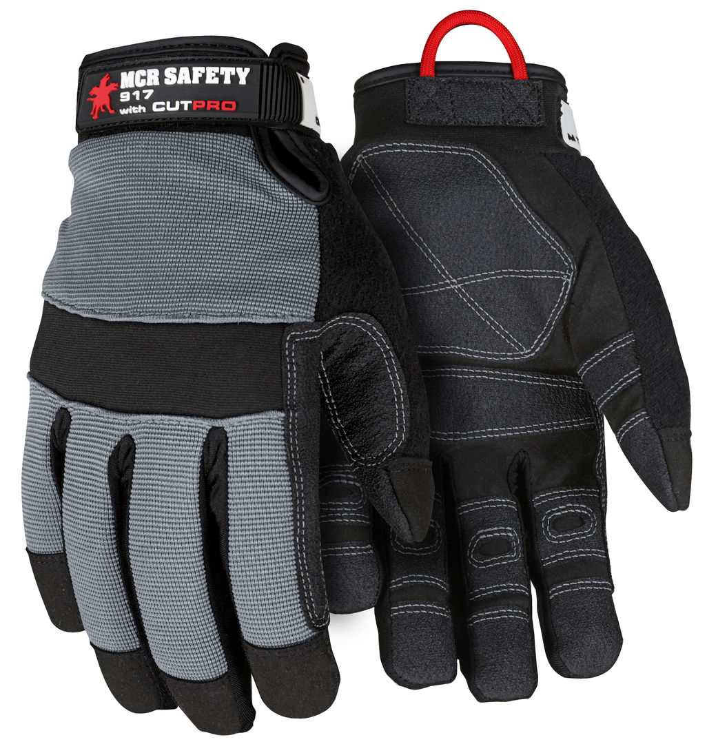 917 - MCR Safety Cut Pro® - Mechanics Glove Synthetic Leather Palm - Adjustable Hook and Loop Wrist Closure - Cut Resistant - Fully Lined with DuPont™ Kevlar® Aramid Shell